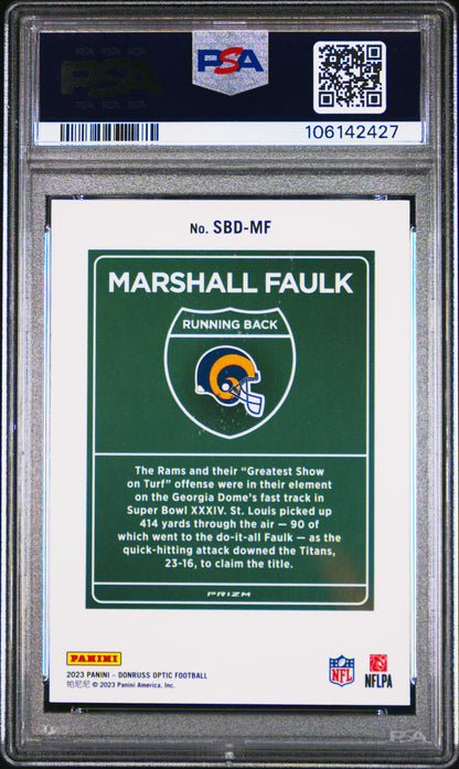 Marshall Faulk 2023 Donruss Optic Super Bowl Downtown PSA 10 Gem Mint 2427