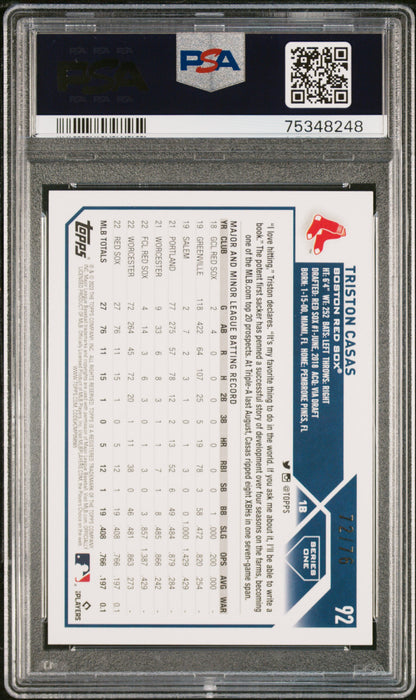 Triston Casas 2023 Topps Rookie #92 Independence Day #72/76 PSA 10 Gem Mint