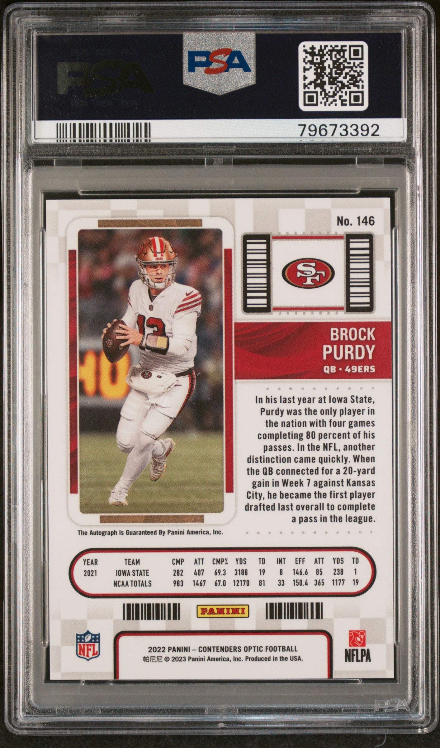 Brock Purdy 2022 Contenders Optic Rookie Autograph PSA 9 Mint 3392