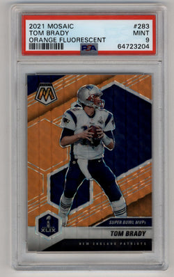 Tom Brady 2021 Moasic Orange Fluorescent #283 19/25 PSA 9 Mint