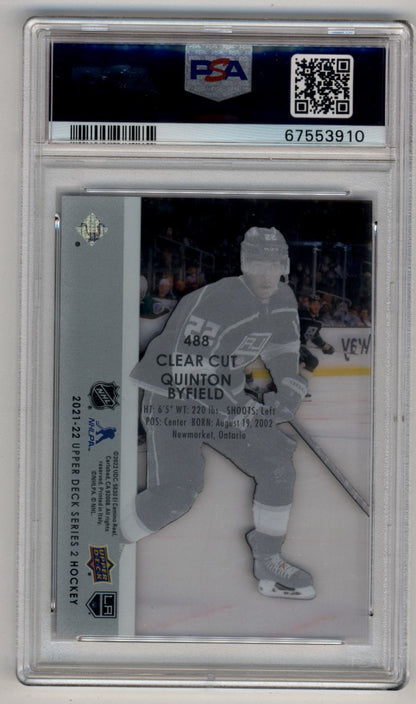 Quinton Byfield 2021-22 Upper Deck Clear Cut #488 PSA 9 Mint