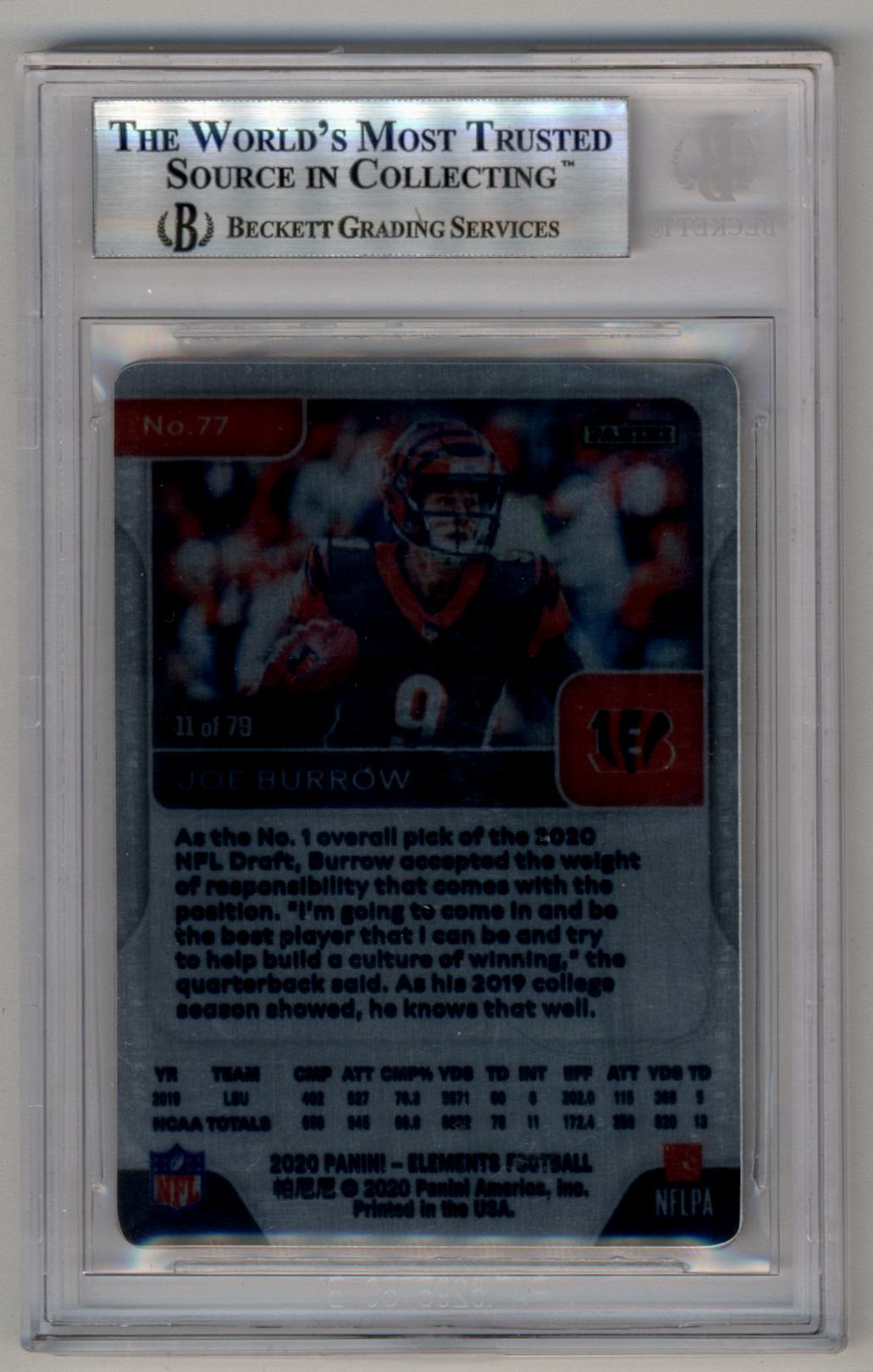 Joe Burrow 2020 Elements #77 11/79 BGS 9 Mint
