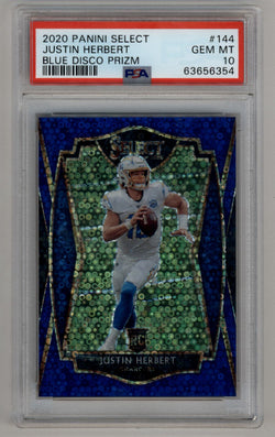 Justin Herbert 2020 Select Blue Disco #144 17/25 PSA 10 Gem Mint