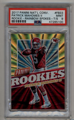 Patrick Mahomes 2017 National Convention Rainbow Spokes 20/25 PSA 9 Mint