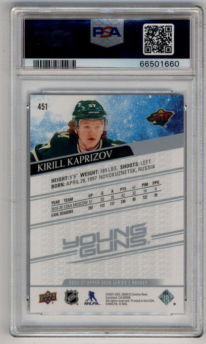 Kirill Kaprizov 2020-21 Upper Deck Young Gun #451 PSA 10 Gem Mint 1660