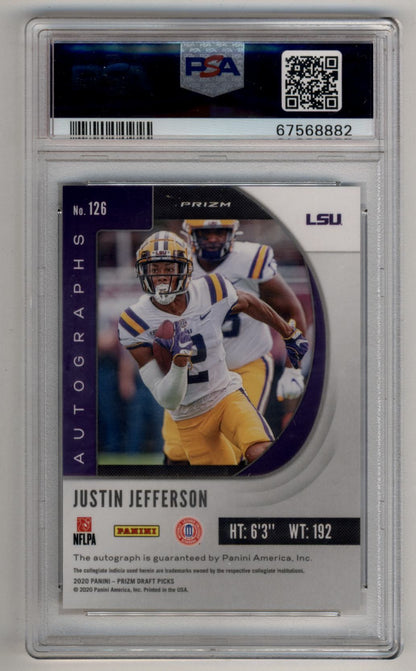 Justin Jefferson 2020 Prizm Draft Picks Auto #126 PSA 10 Gem Mint