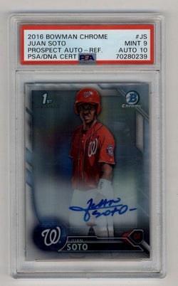 Juan Soto 2016 Bowman Chrome Refractor Auto 412/499 PSA 9 Mint 10 Auto