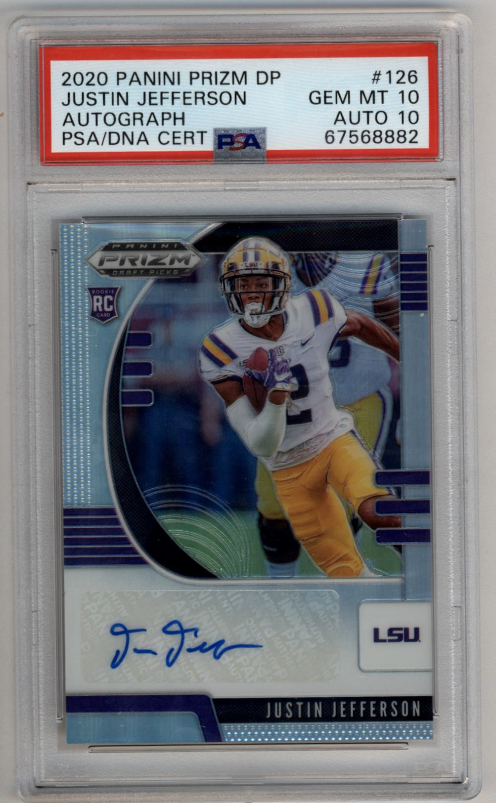 Justin Jefferson 2020 Prizm Draft Picks Auto #126 PSA 10 Gem Mint