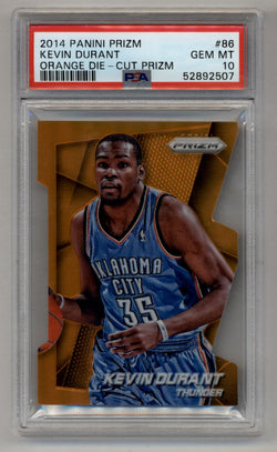 Kevin Durant 2014-15 Prizm Orange Die-Cut 129/139 PSA 10 Gem Mint