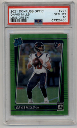 Davis Mills 2021 Donruss Optic Lime Green #222 32/35 PSA 10 Gem Mint