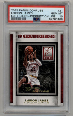 LeBron James 2015-16 Donruss Elite Extra Edition Production Line 21/39 PSA 10 Gem Mint