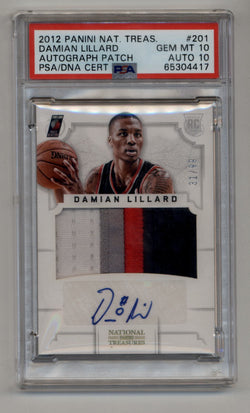 Damian Lillard 2012-13 Panini National Treasures #201 Patch Auto 31/99 PSA 10 Auto 10