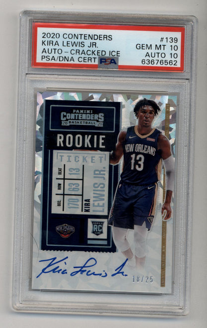 Kira Lewis Jr 2020 Contenders Cracked Ice Auto 18/25 PSA 10 Gem Mint Auto 10