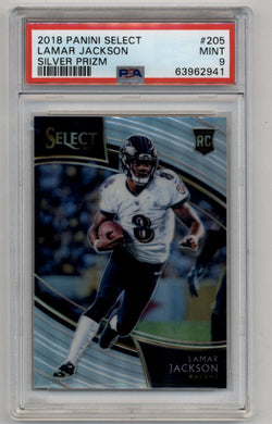 Lamar Jackson 2018 Select Silver #205 PSA 9 Mint