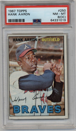 Hank Aaron 1967 Topps #250 PSA 8 (OC) Near Mint Mint