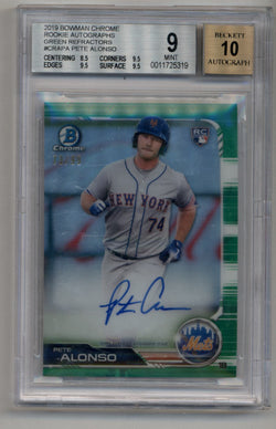 Pete Alonso 2019 Bowman Chrome Rookie Auto Green Refractors 73/99 BGS 9 Mint