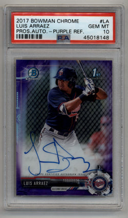 Luis Arraez 2017 Bowman Chrome Prospect Auto Purple Refractor 181/250 PSA 10 Gem Mint