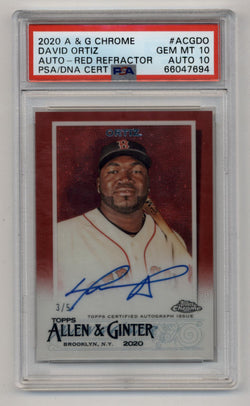 David Ortiz 2020 Allen and Ginter Red Refractor Auto 3/5 PSA 10 Auto 10