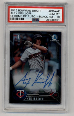 Alex Kirilloff 2016 Bowman Chrome Draft Picks Black Refractor Auto 43/75 PSA 10 Gem Mint