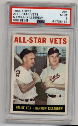 Nellie Fox/Harmon Killebrew 1964 Topps #81 All-Star Vets PSA 9 Mint