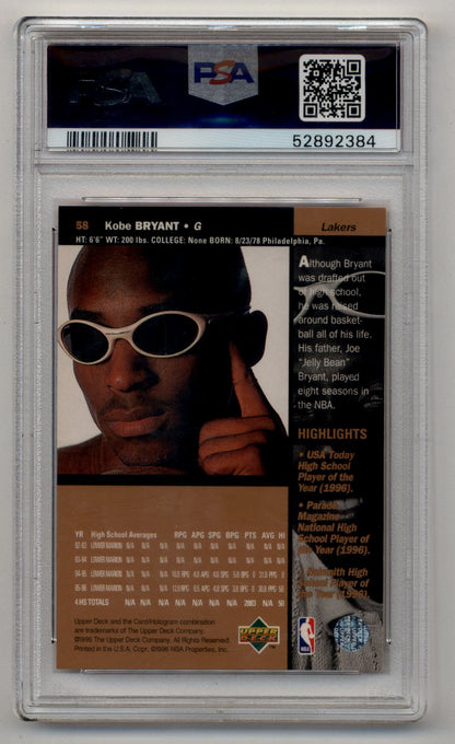 Kobe Bryant 1996-97 Upper Deck #58 PSA 10 Gem Mint 2384