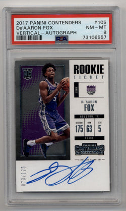 De'Aaron Fox Vertical Auto #105 073/150 PSA 8 Near Mint-Mint