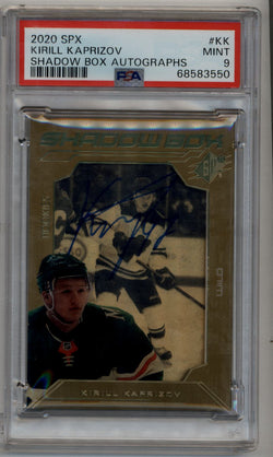 Kirill Kaprizov 2020-21 SPx Shadow Box Auto 28/75 PSA 9 Mint