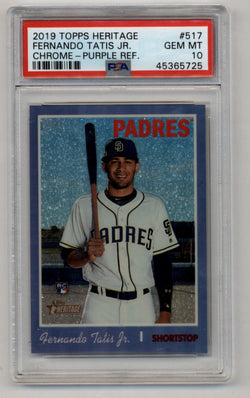 Fernando Tatis Jr 2019 Heritage Chrome Purple Refractor #517 PSA 10 Gem Mint