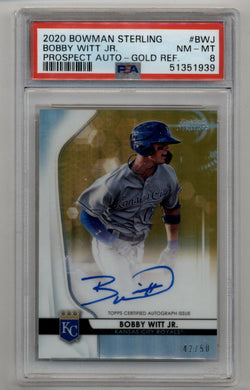 Bobby Witt Jr 2020 Bowman Sterling Gold Refractor Auto 42/50 PSA 8