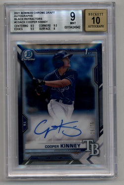 Cooper Kinney 2021 Bowman Chrome Draft Prospects Black Refractor Auto 26/75 BGS 9 Mint Auto 10