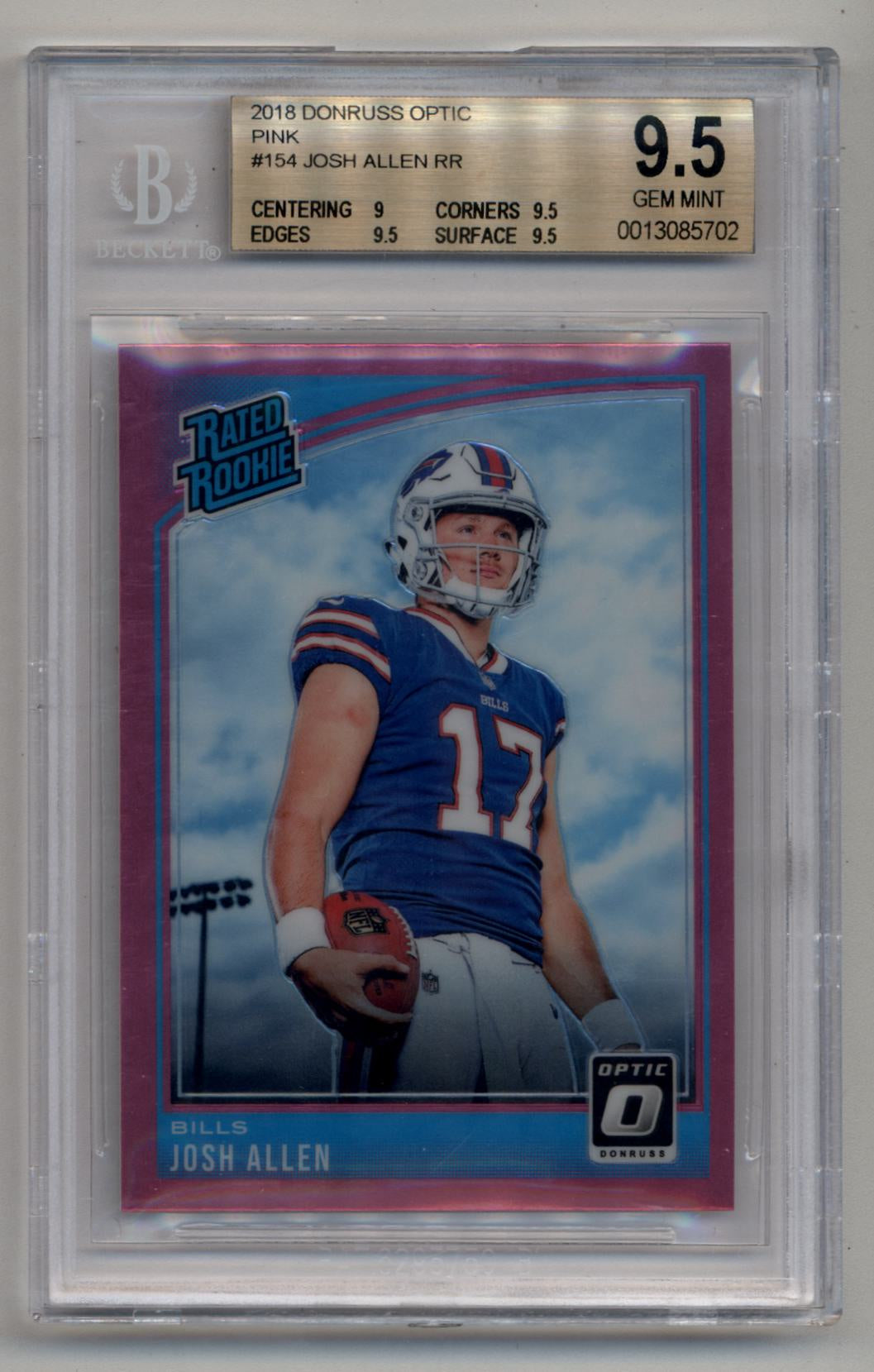 Josh Allen 2018 Optic Pink #154 Rated Rookie BGS 9.5 Gem Mint 5702