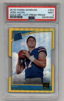 Josh Allen 2018 Donruss Gold Die-Cut #304 Press Proof 18/25 PSA 9 Mint