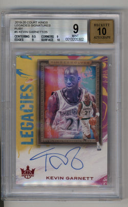 Kevin Garnett 2019-20 Court Kings Legacies Signatures Ruby 03/25 BGS 9 Mint Auto 10