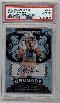 Justin Herbert 2020 Rookie and Stars Crusade Signature 07/25 PSA 10 Gem Mint