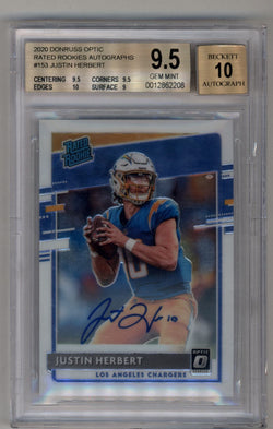 Justin Herbert 2020 Donruss Optic Rated Rookies Auto #153 118/150 BGS 9.5 Gem Mint