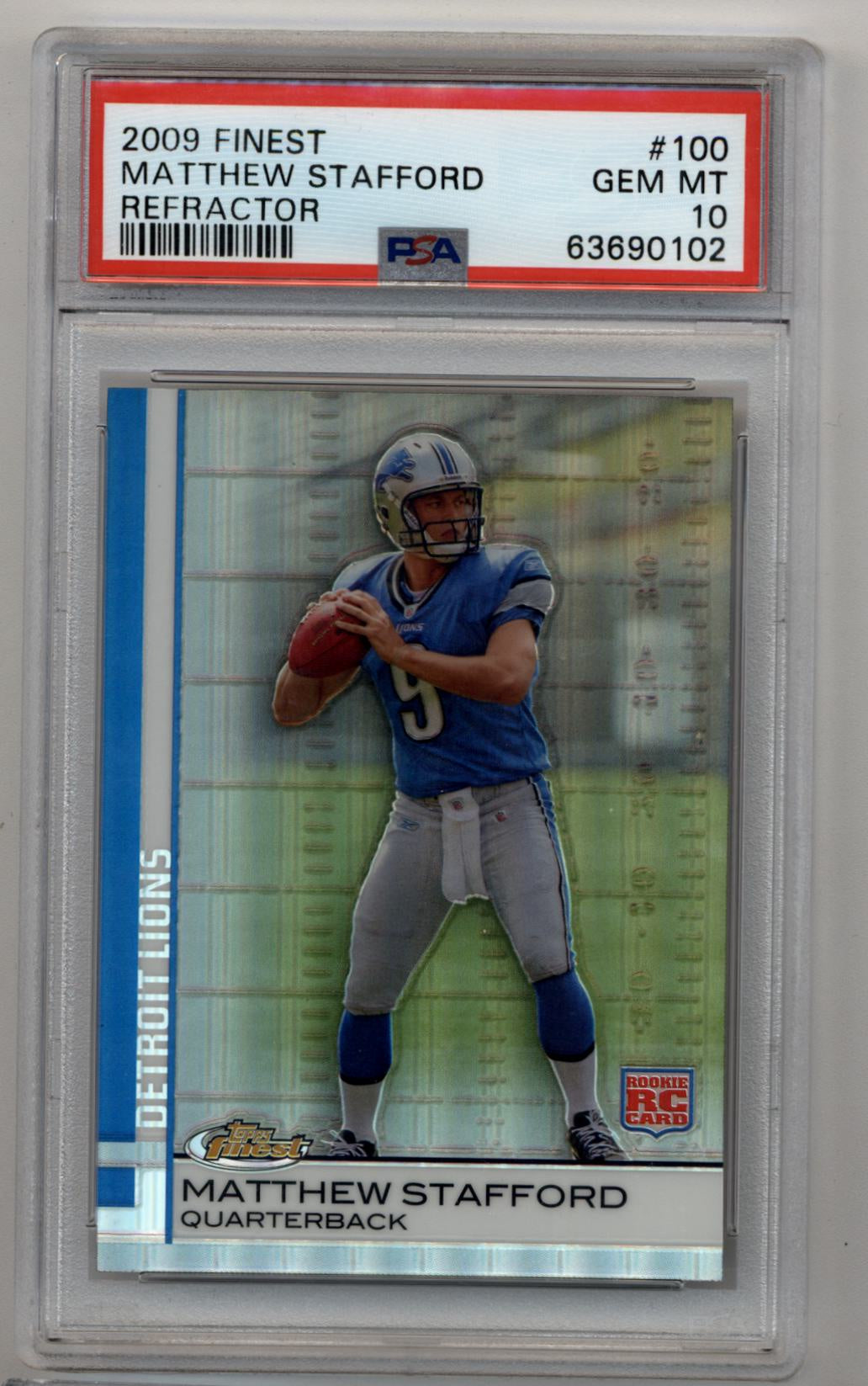 Matthew Stafford 2009 Finest Refractor #100 PSA 10 Gem Mint