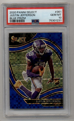 Justin Jefferson 2020 Select Blue Prizm #361 23/49 PSA 10 Gem Mint