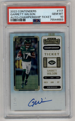 Garrett Wilson 2022 Contenders Championship Ticket Auto 35/49 PSA 10 Gem Mint