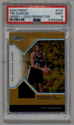 Tim Duncan 2004-05 Finest Gold Refractor Jersey #104 12/12 PSA 9 Mint