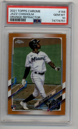 Jazz Chisholm 2021 Topps Chrome #144 Orange Refractor 05/25 PSA 10 Gem Mint