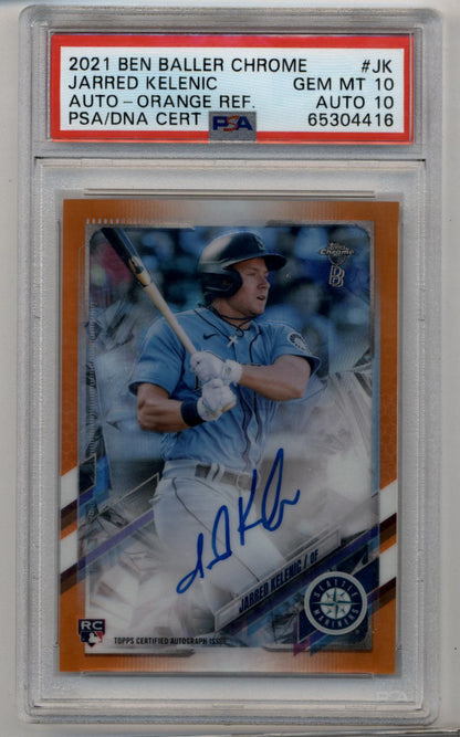 Jarred Kelenic 2021 Ben Baller Chrome Orange Auto 25/25 PSA 10 Gem Mint Auto 10