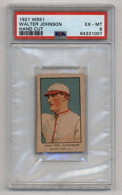 Walter Johnson 1921 W551 Hand Cut PSA 6 Excellent-Mint