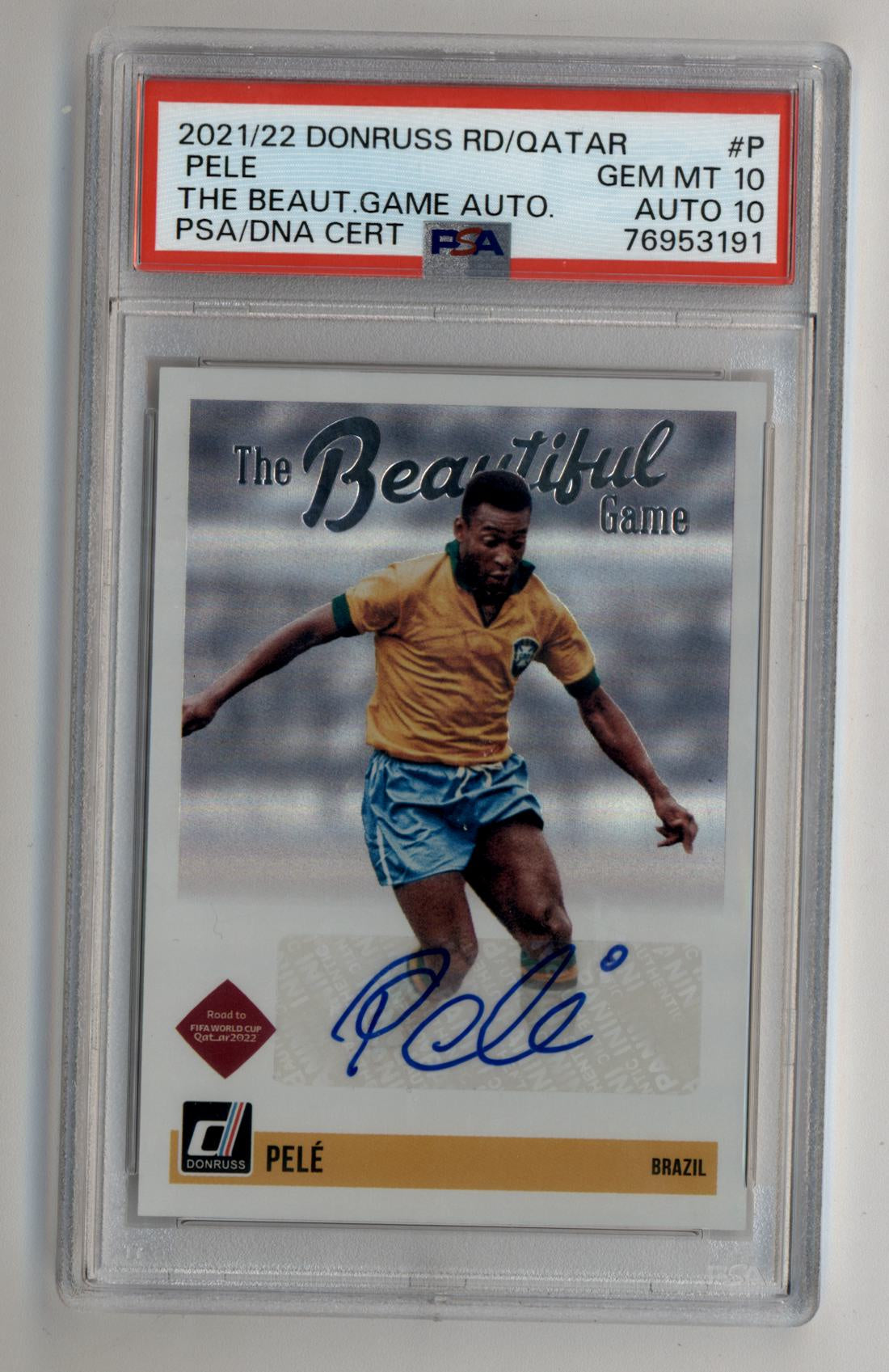 Pele 2021-22 Donruss Road to Qatar The Beautiful Game Auto PSA 10 Auto 10