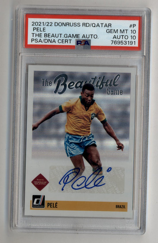 Pele 2021-22 Donruss Road to Qatar The Beautiful Game Auto PSA 10 Auto 10