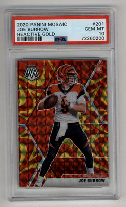 Joe Burrow 2020 Mosaic Reactive Gold #201 PSA 10 Gem Mint 0200