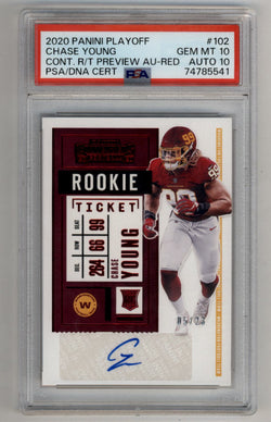 Chase Young 2020 Playoff Contenders Rookie Ticket Preview Auto Red #102 05/23 PSA 10 Gem Mint Auto 10