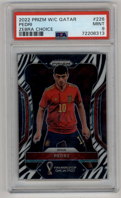 Pedri 2022 Prizm World Cup Qatar #226 Zebra Choice PSA 9 Mint