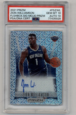 Zion Williamson 2021-22 Prizm Flashback Signature Mojo Auto 17/25 PSA 10 Gem Mint Auto 10