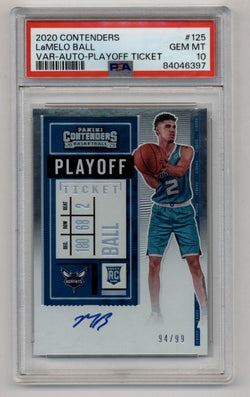 LaMelo Ball 2020-21 Contenders Variation Auto Playoff Ticket 94/99 PSA 10 Gem Mint