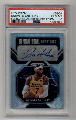 Carmelo Anthony 2022-23 Prizm Sensational Signature Silver Auto PSA 10 Gem Mint